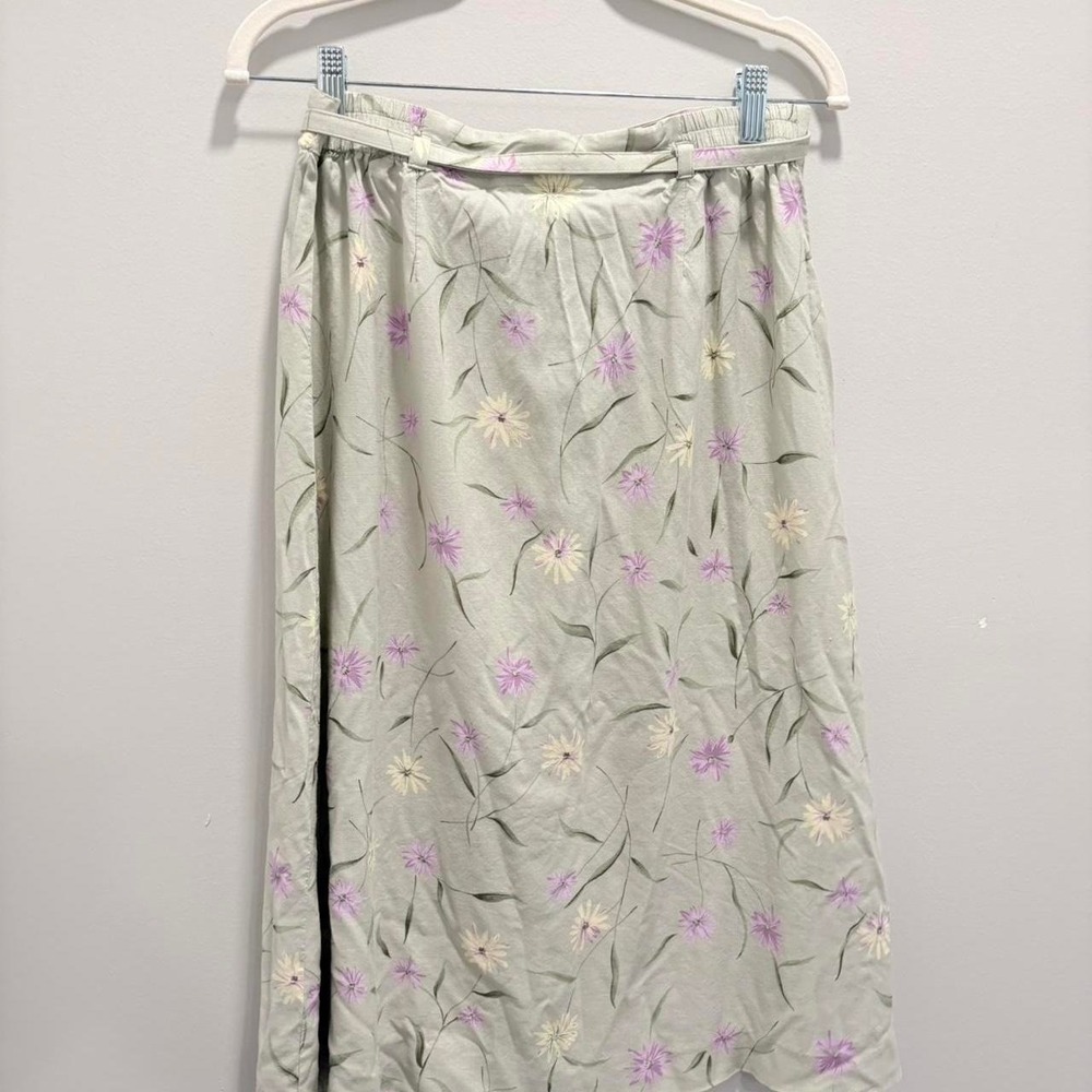 Vintage Sag Harbor Floral Belted Midi Skirt, Medium - Picture 5 of 8